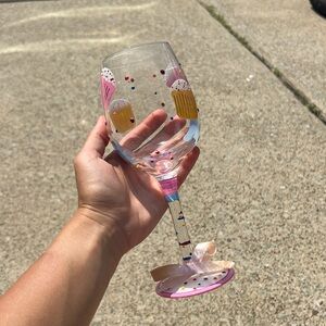 Delish Birthday Cupcake Wine Glass